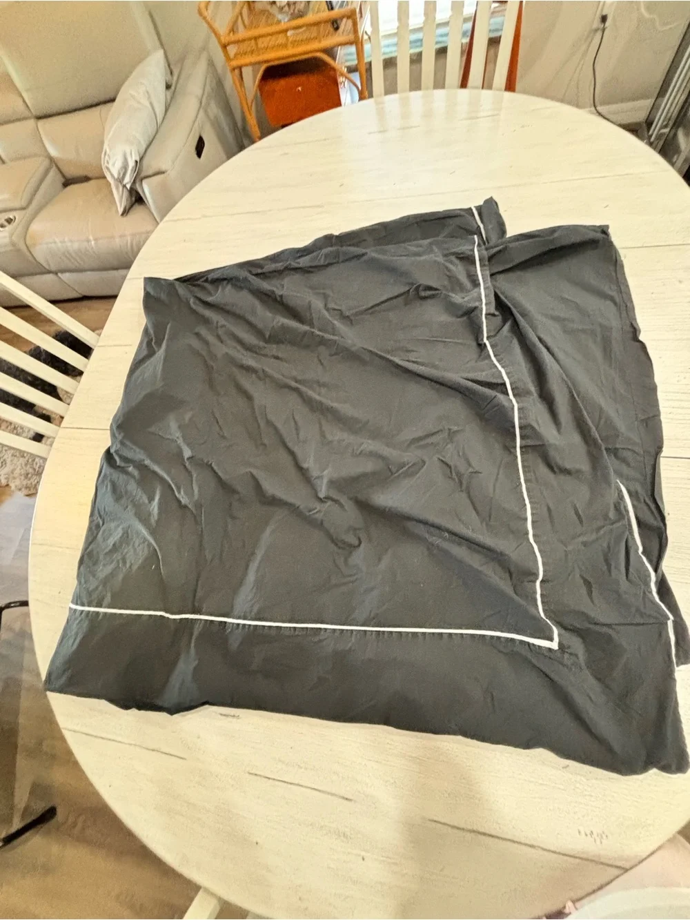 CRATE & BARREL 100% Cotton Black White Details CHANDLER Duvet Cover Full/Queen.